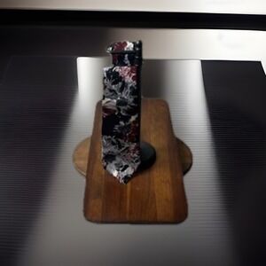 Alexander Boston Vintage Floral Necktie Burgundy Black Gray Abstract Style